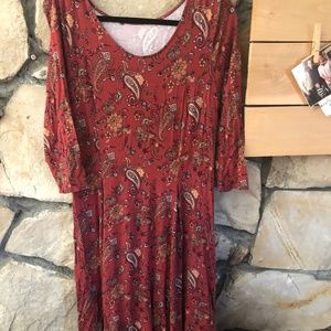 Red Paisley Print Spandex Dress